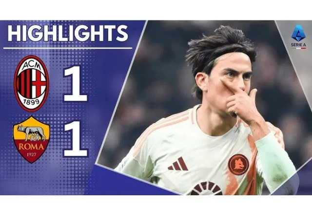 Milan chia điểm với Roma trong màn tái đấu tại Serie A