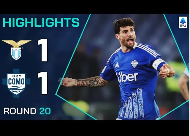 Lazio để đội bóng tí hon Como cầm hòa 1-1 trên sân nhà